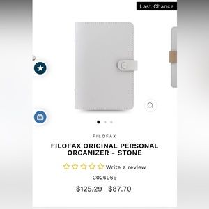 Filofax Personal Size Undated Leather Planner in Stone